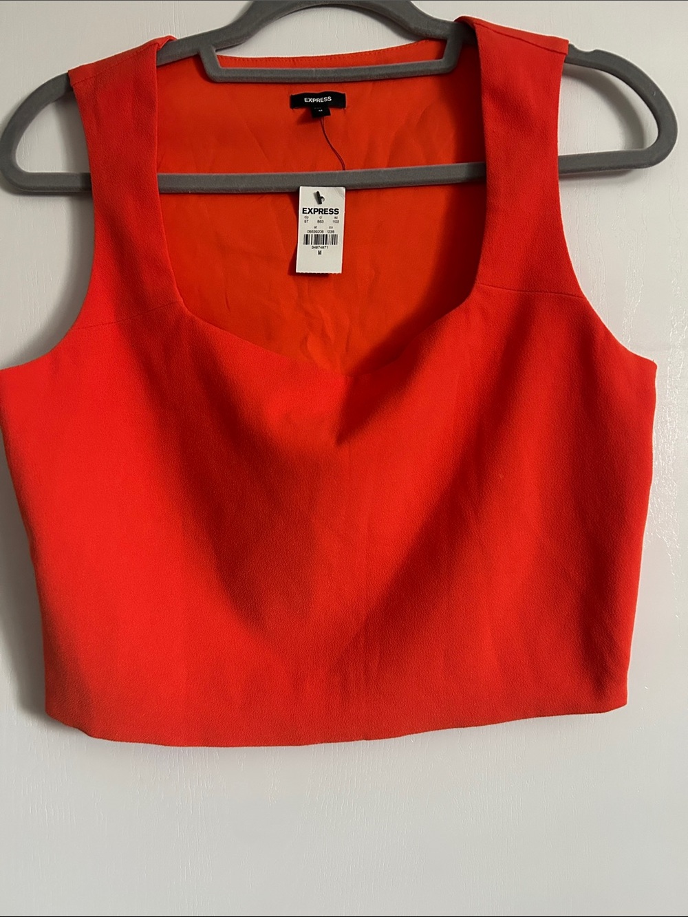 Express Women's Bright Red Cropped Tank with Square Neck